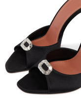 Black Camelia Satin Mules | PDP | Antonia
