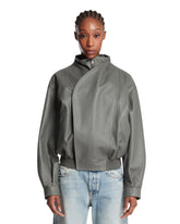 Gray Leather Bomber Jacket - Women's clothing | PLP | Antonia