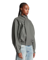 Gray Leather Bomber Jacket | PDP | Antonia