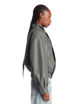 Gray Leather Bomber Jacket | PDP | Antonia