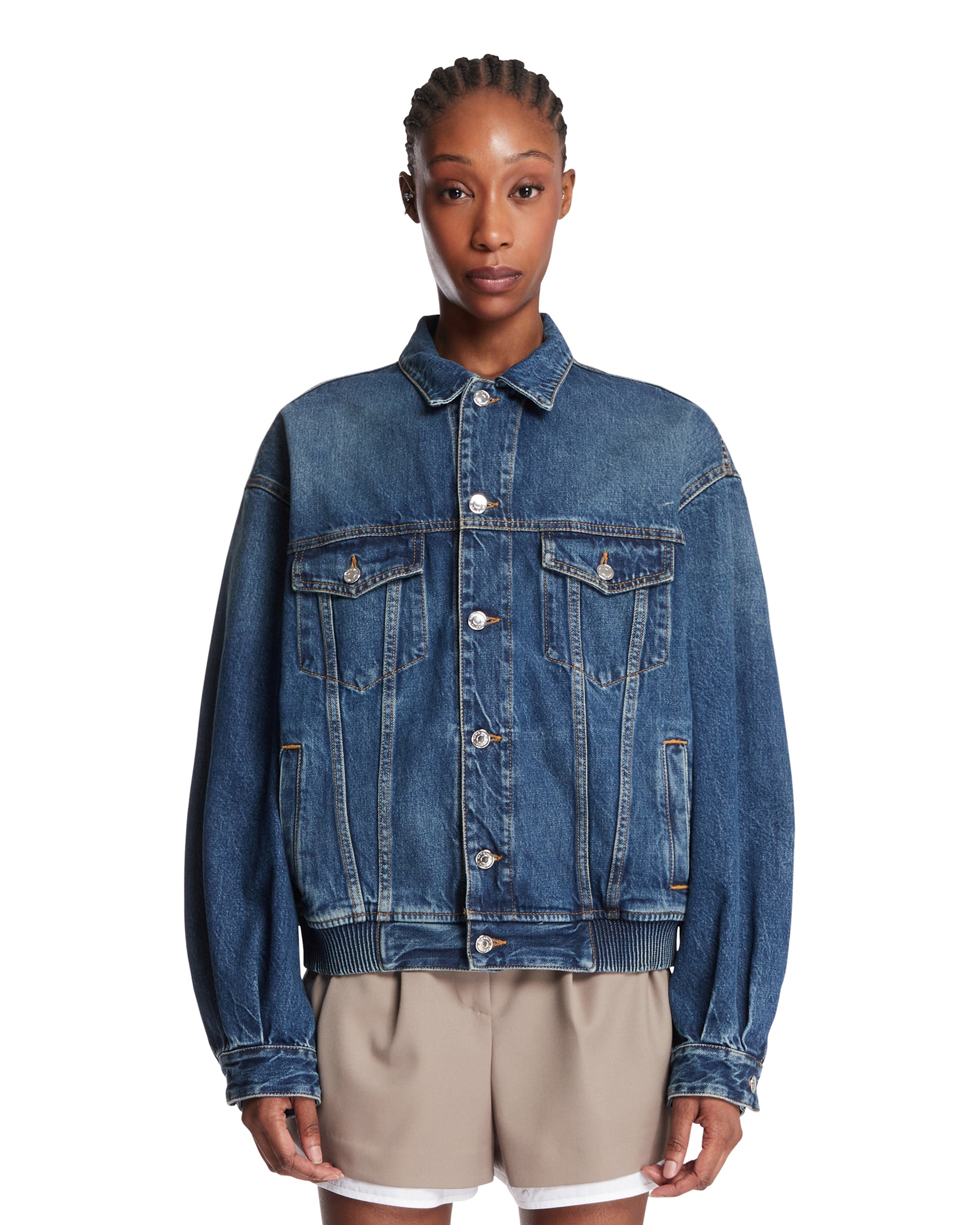 Blue Vanni Denim Bomber Jacket | ARMARIUM - Antonia