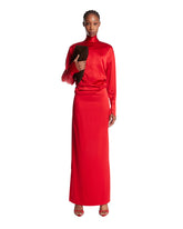 Red Silk Long Skirt | PDP | Antonia