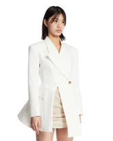 White Sculptural Blazer | PDP | Antonia