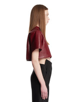 Burgundy Leather Cropped T-Shirt | PDP | Antonia