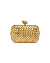Gold Leather Knot Clutch | PDP | Antonia