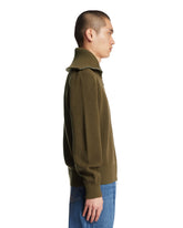 Green Wool and Cotton Zip Cardigan | PDP | Antonia