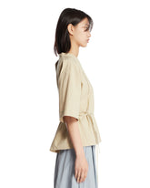 Beige Cotton Belted Top | PDP | Antonia
