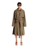 Brown Silk Oversized Trench Coat | PDP | Antonia