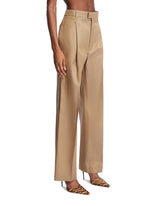 Beige Silk and Wool Trousers | PDP | Antonia