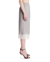 Gray Silk Slip With Lace Trim | PDP | Antonia