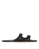 Black Leather Flat Sandals | PDP | Antonia