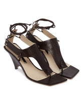 Brown Leather Edge T-Strap Sandals | PDP | Antonia