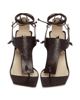 Brown Leather Edge T-Strap Sandals | PDP | Antonia