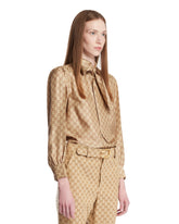 Beige GG Silk Shirt | PDP | Antonia