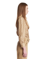 Beige GG Silk Shirt | PDP | Antonia