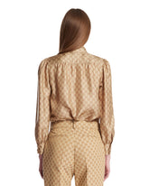 Beige GG Silk Shirt | PDP | Antonia