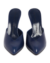 Blue Sitting Pretty Leather Mules | PDP | Antonia