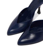 Blue Sitting Pretty Leather Mules | PDP | Antonia