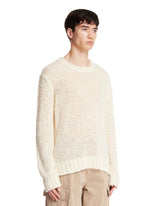 White Open-Knit Linen Sweater | PDP | Antonia