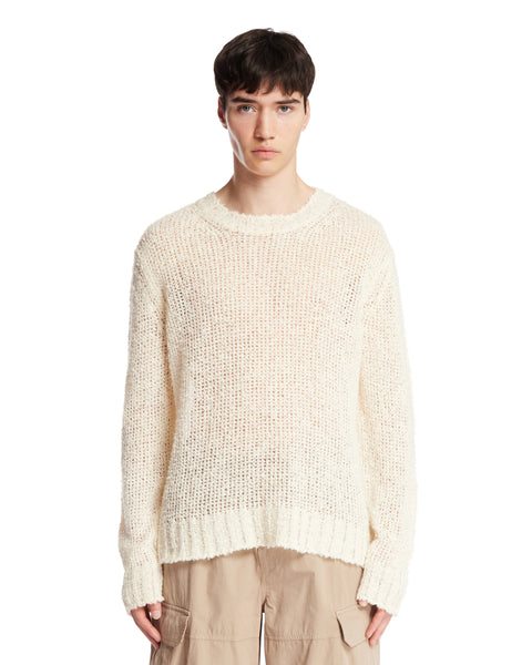 White Open-Knit Linen Sweater | JIL SANDER - Antonia