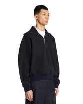 Felpa In Cotone Con Zip Blu | PDP | Antonia