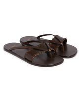 Sandali Infradito In Pelle Marroni - SCARPE BASSE DONNA | PLP | Antonia