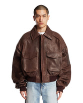 Brown Oversized Leather Jacket - Men's jackets | PLP | Antonia