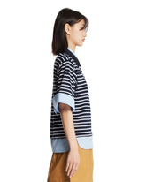 Blue Double-Layer Polo Shirt | PDP | Antonia