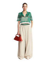 Green Striped Satin Pique Polo | PDP | Antonia