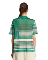 Green Striped Satin Pique Polo | PDP | Antonia