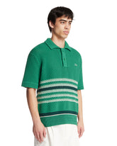 Green Striped Polo Collar Sweater | PDP | Antonia