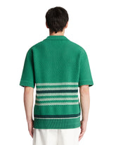 Green Striped Polo Collar Sweater | PDP | Antonia