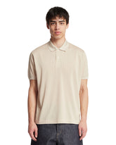 Beige Classic Fit Silk Pique Polo | PDP | Antonia