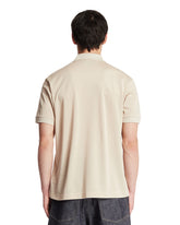 Beige Classic Fit Silk Pique Polo | PDP | Antonia