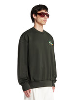 Green Floral Crocodile Satin Sweatshirt | PDP | Antonia