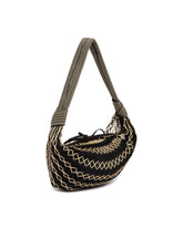 Beige and Black Fortune Croissant Filt Bag | PDP | Antonia