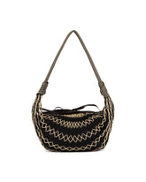 Beige and Black Fortune Croissant Filt Bag | PDP | Antonia