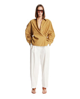 Beige Cotton And Silk Twisted Shirt | PDP | Antonia