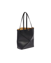 Black Medium Puzzle Fold Tote | PDP | Antonia