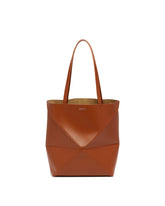 Brown Medium Puzzle Fold Tote Bag | PDP | Antonia