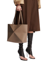 Brown Medium Fold Puzzle Tote Bag | PDP | Antonia
