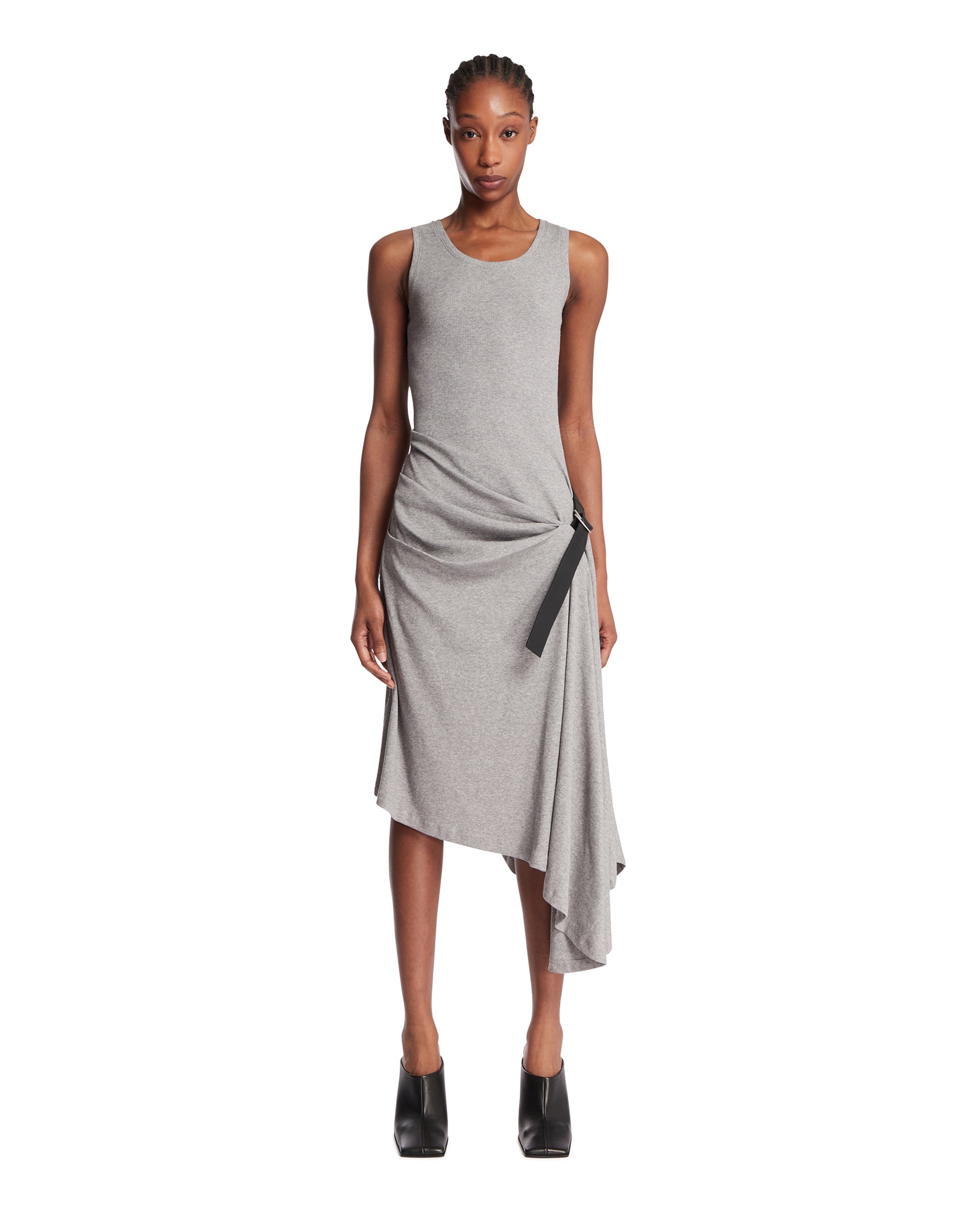 Gray Stretch Cotton Tank Dress