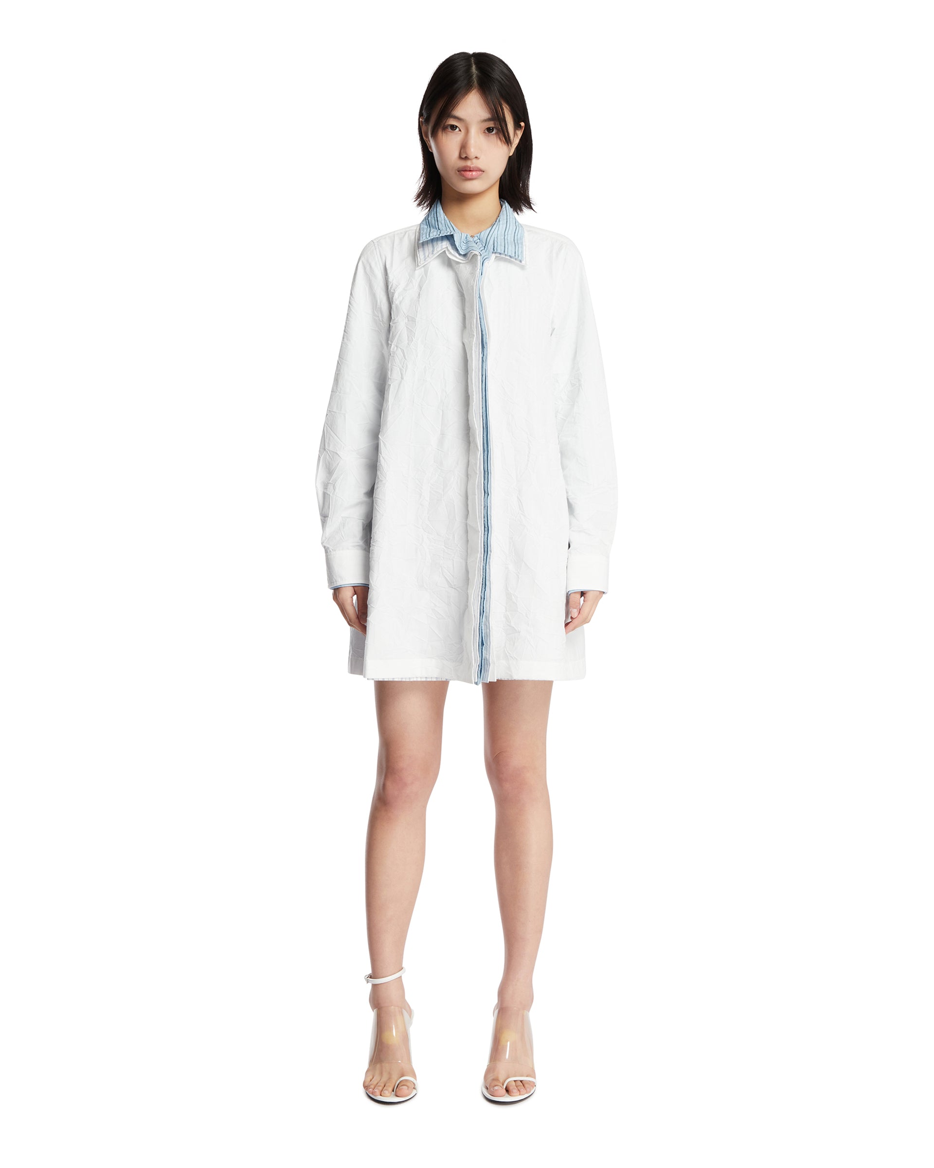loewe white dress Draped asymmetric chain-embellished silk-satin shirt trapeze silhouette Loewe Pebble Mini Dress in