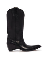 Black Heel-less Western Boots | PDP | Antonia