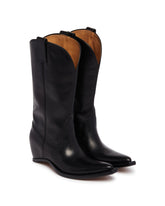 Black Heel-less Western Boots | PDP | Antonia