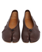 Brown Leather Tabi Ballet Flats | PDP | Antonia