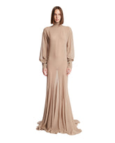 Beige Sheer High-Neck Dress - MUGLER WOMEN | PLP | Antonia