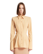 Beige Stretch Wool Fitted Shirt - Women's shirts | PLP | Antonia