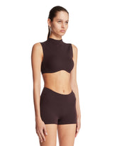 NikeSKIMS Brown Studio Stretch Mock-Neck Top | PDP | Antonia
