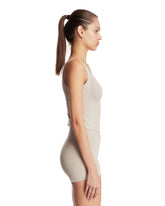 NikeSKIMS Beige Studio Stretch Deep-Neck Top | PDP | Antonia
